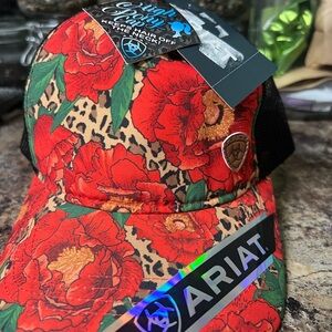 Ariat Red Floral Leopard Cap